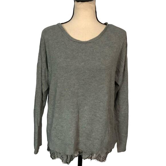 Lane Bryant Gray Lace Trim Sweater Women's Size 14/16 - Picture 1 of 6
